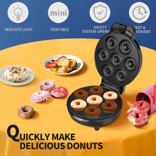 Miniatura 2 de DSP Mini máquina para hacer donas - Eléctrica con superficie antiadherente y toque frío para mini donas - Perfecta para desayunos, aperitivos