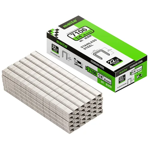 Miniatura 11 de meite Grapas de tapicería de acero inoxidable 304 de calibre 22 71/06, corona de 3/8 pulgadas con longitud de pierna de 1/4 de pulgada, grapas