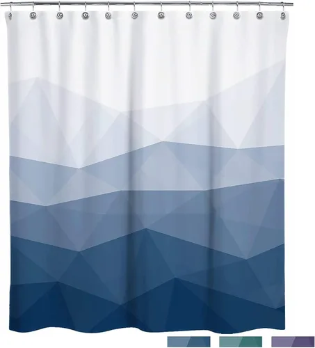 Miniatura 10 de Sunlit - Cortina de ducha de diseño de 36 x 72 pulgadas ombre azul pequeña para cabina de ducha RV de medio tamaño, cortinas estrechas para baño