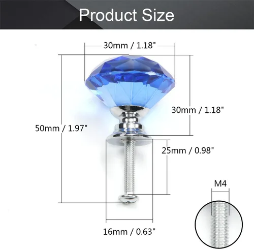 Miniatura 2 de Bettomshin Pomos de plástico de cristal para armario, cajones, armario, tocador, estantería, armario, armario, color azul, 2