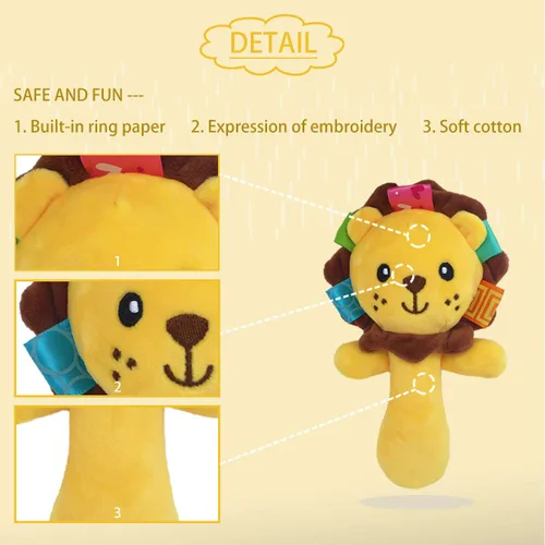 Miniatura 3 de Sonajeros suaves para bebés, juguetes de peluche de animales de peluche para niños pequeños, niñas, niños, desarrollo infantil, juguetes de león