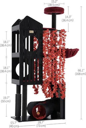 Miniatura 4 de FourFurPets Árbol Gótico para Gatos, Torre para Gatos de 67" para Gatos de Interior, Árbol para Gatos Maine Coon para Gatos Grandes de 20 libras+