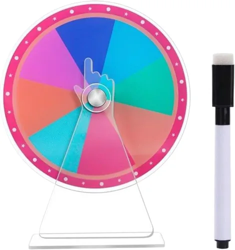 Rueda de premios – Rueda de juego, giratoria de acrílico portátil | Ruleta de mesa con marcador de borrado en seco, juguete de actividad de carnaval
