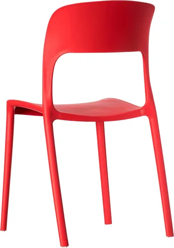 Miniatura 6 de Fabulaxe Silla de comedor moderna de plástico para exteriores con respaldo curvado abierto, juego de 2 unidades Juego de 2 rojo