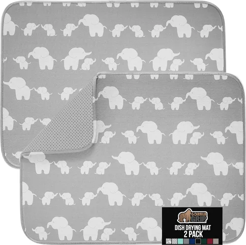 Miniatura 49 de GORILLA GRIP Tapete de microfibra ultra absorbente de agua, malla gruesa de secado rápido, almohadilla antideslizante para platos de fregadero