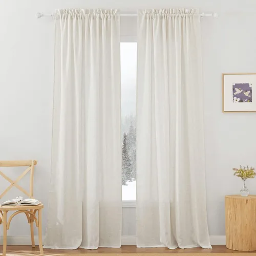 Miniatura 24 de RYB HOME Cortinas extralargas de 108 pulgadas de largo, transpirables con bolsillo para barra, cortinas traslúcidas blancas para sala de estar