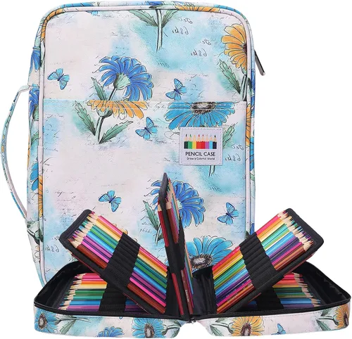 Estuche para Lápices de Colorear 220 Ranuras Organizador de Lápices/Bolígrafos de Gel Estuche de Viaje Impermeable con Cremallera Portátil