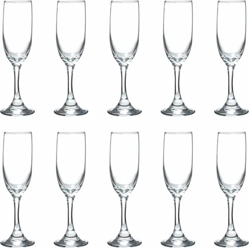 Miniatura 16 de DISCOUNT PROMOS Premiere - Juego de 10 copas de champán de 6.25 onzas, paquete a granel, elegantes vasos para bodas, eventos y regalos Blanco - Azul