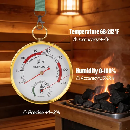 Miniatura 4 de Andelov - Termómetro e higrómetro de sauna (FahFahrenheit) con soporte de cordón, monitor portátil de temperatura y humedad para tienda de campaña