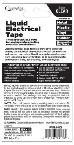 Miniatura 2 de STAR BRITE Cinta aislante líquida con tapa aplicadora de cepillo - Adhesión superior y protección flexible para cables deshilachados, terminales