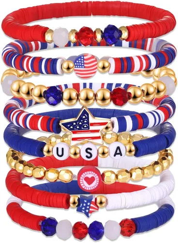 Miniatura 68 de Surfer Heishi - Pulseras apilables para mujer, apilables, de vinilo arcoíris, disco de arcilla, pulseras elásticas para la amistad, joyería bohemia