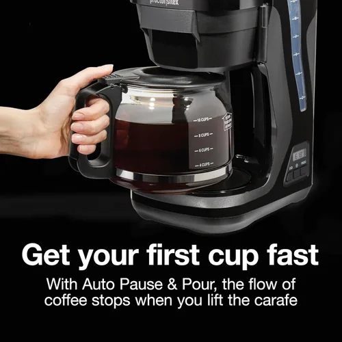 Miniatura 8 de Proctor Silex FrontFill - Cafetera de goteo, digital y programable, jarra de vidrio de 12 tazas, color negro y plateado (43685PS)