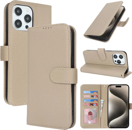 Miniatura 15 de Zouzt Funda para iPhone 11 de 6.1 pulgadas de piel auténtica con 4 ranuras para tarjetas, tarjetero con bloqueo RFID, tapa magnética, función atril