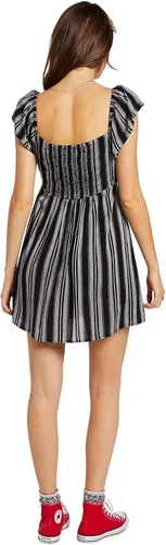 Miniatura 2 de Volcom Women's Sunrise Show Short Sleeve Button Front Dress Black White