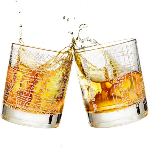 Greenline Goods Vasos de whisky – Juego de vasos de 10 onzas para los amantes de San Luis, grabado con mapa de la ciudad de San Luis Old Fashioned