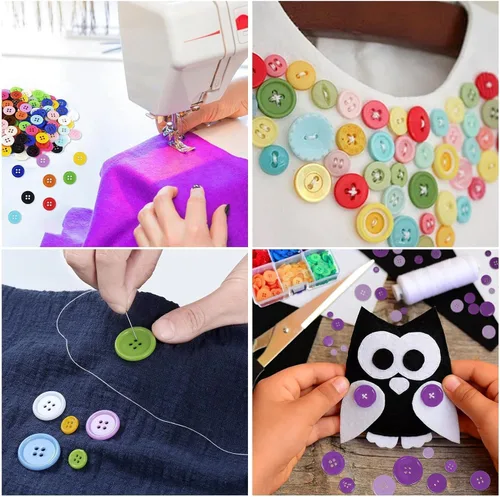 Miniatura 4 de 1500 piezas de botones arcoíris, botón surtido para manualidades con 12 colores y 9 tamaños, botones a granel para ropa, adecuados para manualidades