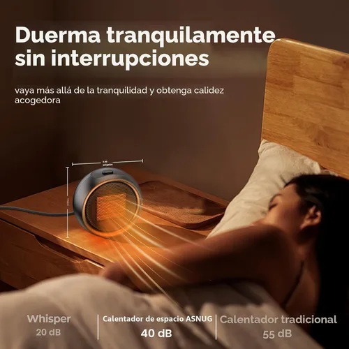 Miniatura 7 de Calentador de espacio ASNUG, calentadores eléctricos portátiles de 500W PTC de cerámica para uso en interiores, calefacción rápida eficiente, Negro