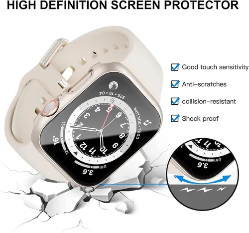 Miniatura 2 de Paquete de 10 fundas para Apple Watch Series 3/2/1 de 42 mm con protector de pantalla de vidrio templado, BHARVEST - Funda protectora de PC rígida