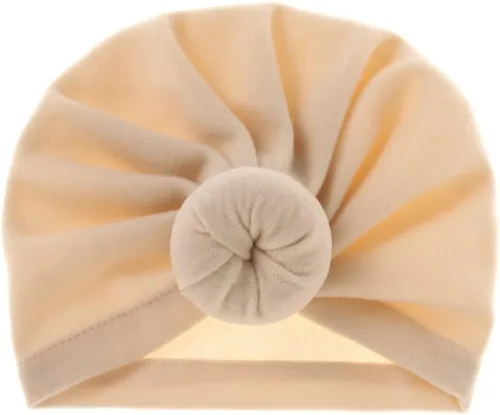 Miniatura 4 de Juego de gorro de algodón para recién nacido, gorro con nudo de dona, suave turbante con lazo