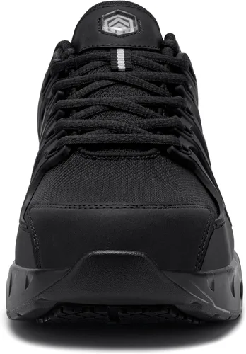 Miniatura 3 de LARNMERN Zapatos deportivos con punta de acero para hombre, doble amortiguación de aire, antideslizantes, zapatos de seguridad para trabajo