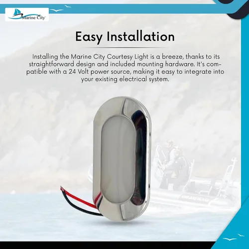 Miniatura 6 de MARINE CITY Luz de cortesía ovalada LED IP66, 24V 1.5W, acero inoxidable 304, impermeable, blanco suave