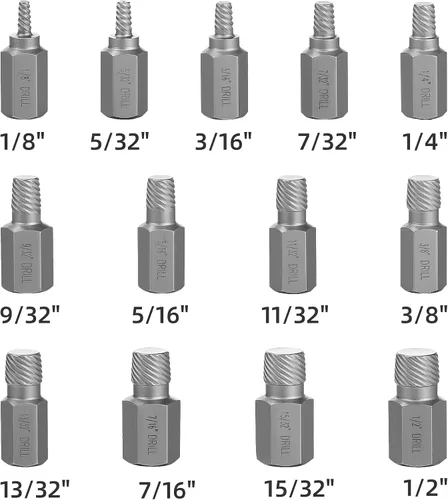 Miniatura 2 de Juego de 15 extractores de tornillos, extractor de tornillos de doble cabeza hexagonal, extractor de tuercas multieslina, 3/8 pulgadas, juego