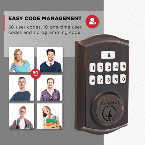 Miniatura 7 de Kwikset SmartCode 260 - Pestillo de Seguridad Electrónico de Entrada sin Llave con Teclado para Puerta con Bloqueo Automático, Códigos de Usuario