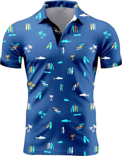 Miniatura 131 de Camisa de golf de los años 80 para hombre, ajuste seco, manga corta, estampada, divertidas, camisas de golf de los años 90 para hombre