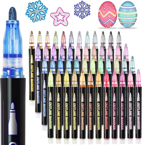 Miniatura 9 de Muchcute Marcadores Brillantes con Contorno Bolígrafos de Gel con Purpurina: 36 Rellenos para Calcetines Regalos para Preadolescentes y Adolescentes