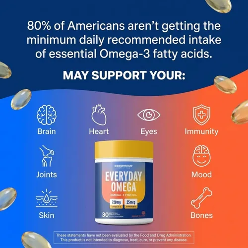 Miniatura 6 de Oceanblue Omega-3 para mujeres, aceite de pescado sin eructos, 720 mg con vitamina D3, apoyo cardíaco e inmunológico, destilado molecularmente