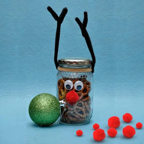 Miniatura 6 de TUPARKA Juego de 650 piezas de renos de Navidad, incluye 70 limpiadores de pipas marrones, 320 ojos saltones y 260 pompones rojos, narices rojas