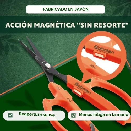 Miniatura 2 de Saboten Tijeras de cosecha japonesas, sin muelles, hoja angular de punta fina, acero recubierto de flúor, agarre antideslizante, cierre