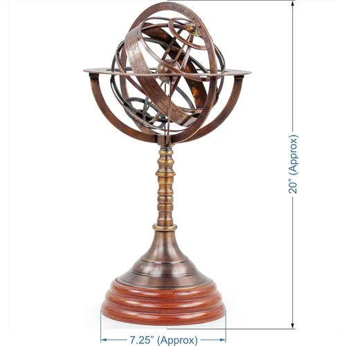 Miniatura 3 de Nagina International Globo de esfera armilar de 19.9 pulgadas de latón antiguo Decoración del hogar y pieza central de mesa Esfera armilar