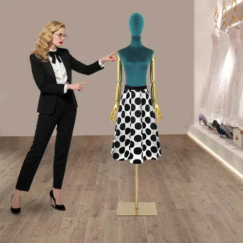 Miniatura 6 de Maniquí femenino, torso de vestido femenino con base y altura ajustable, torso de maniquí para ropa, vestido, exhibición de joyas (verde, alto)