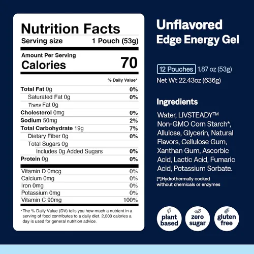 Miniatura 6 de UCAN Edge Energy Gel Shots, Sin Sabor (12 Envases de 2 Onzas) para Correr, Entrenamiento, Ejercicios, Fitness, Ciclismo, Crossfit Energía Libre