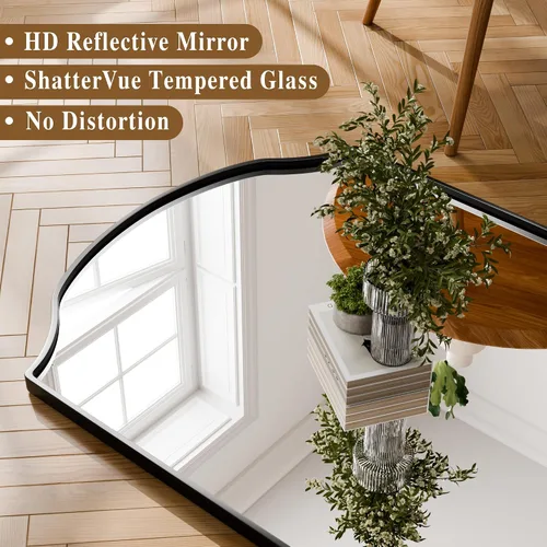 Miniatura 2 de BEAUTYPEAK Espejo de longitud completa, espejos de cuerpo completo con diseño arqueado único, espejo de piso de 71 x 32 pulgadas con marco