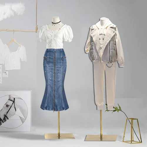 Miniatura 3 de Maniquí femenino con forma de torso para vestido, altura ajustable de 47" a 83", maniquí de exhibición con soporte de metal, manequí retro