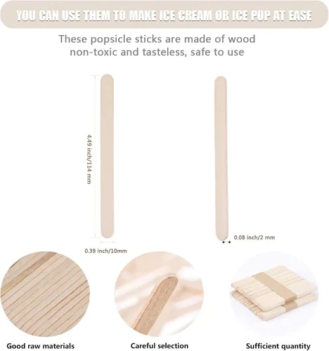 Miniatura 6 de Boao Juego de 200 palitos y bolsas de helado que incluye 100 bolsas de plástico transparentes autoadhesivas, 100 palitos de madera desechables
