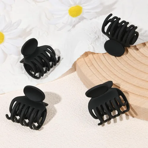 Miniatura 7 de DEEKA Pinzas para Cabello Pinzas de Garra Pequeñas para Cabello Fino y Corto Paquete de 4 Doble Fila de Dientes 1.6" Medianas Mate Accesorios Negro