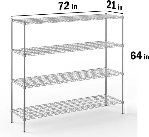 Miniatura 2 de Kit de estantería de alambre cromado de 4 niveles de 21 pulgadas de profundidad x 72 pulgadas de ancho x 64 pulgadas de alto Unidad de estante