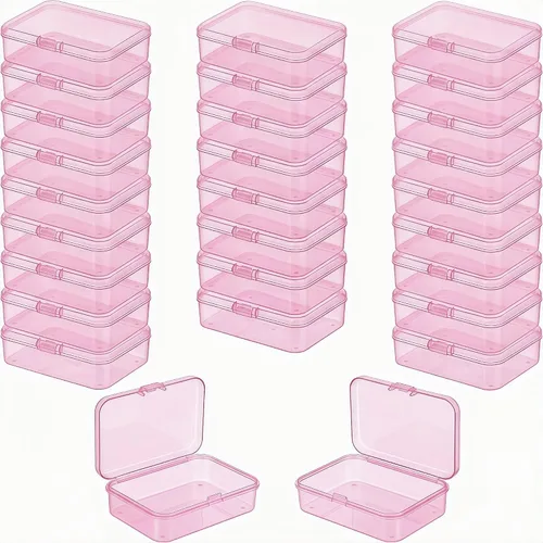 Miniatura 18 de LJY 100 contenedores rectangulares vacíos de plástico transparente con tapas con bisagras (2.2 x 1.6 x 0.8 pulgadas, transparente)