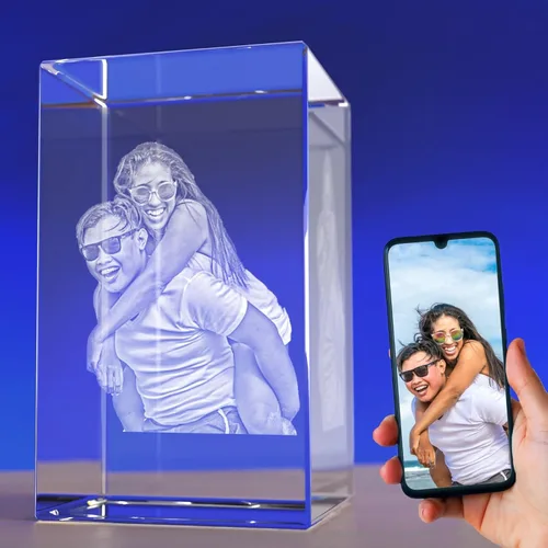 Crystal Clear Memories Foto de cristal 3D, regalos de Navidad personalizados con tu propia foto para mamá, papá, hombres, mujeres, imagen grabada