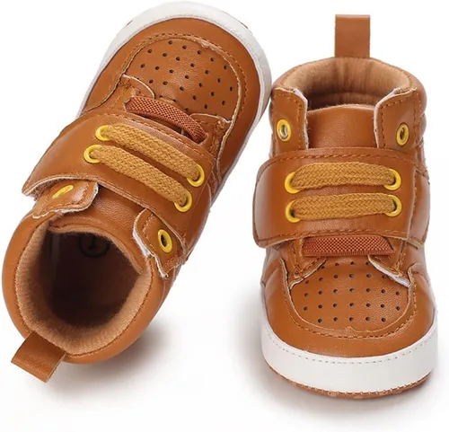 Miniatura 4 de Sekantrol Zapatos de cuna para recién nacidos, para niños y niñas, suela de goma suave, zapatos para bebés, zapatos deportivos de moda de caña alta