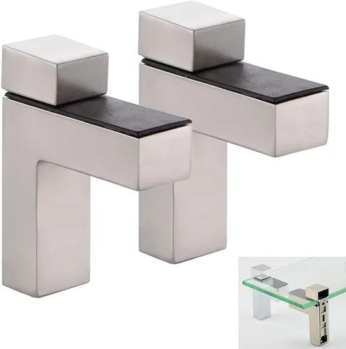 Miniatura 8 de Soporte de pared ajustable de madera/vidrio de metal, 2 unidades o un par, níquel cepillado
