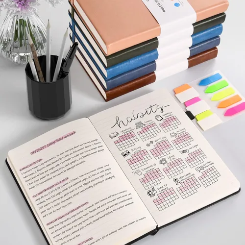 Miniatura 6 de Cuaderno rayado, cuaderno grande A5 con rayas universitarias, cuaderno de trabajo de 312 páginas numeradas con calcomanías de índice, papel grueso