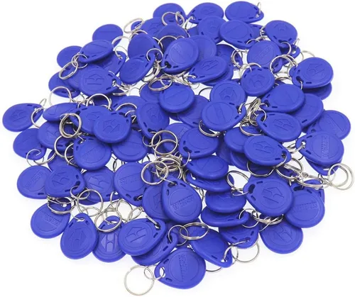 ETEKJOY 100 llaveros RFID de 125 KHz, tarjeta de identificación de proximidad, etiqueta de token, tarjeta de teclado para sistema de control de Azul