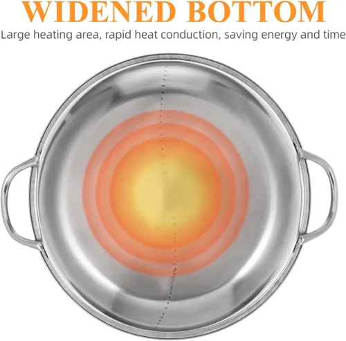 Miniatura 5 de Hemoton Olla caliente con divisor de doble cara china Shabu Shabu olla de acero inoxidable de dos sabores s para estufa de inducción estufa de gas