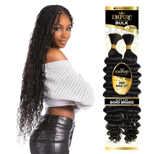 Miniatura 9 de Sensationnel Empire Bulk Braiding – Trenzado a Granel – Trenzas de cabello humano profundo para estilos de caja boho sin nudos o estilos de ondas