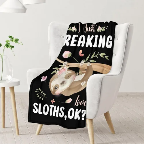 Miniatura 2 de Manta de perezoso para niñas, tamaño regazo de 30 x 40 pulgadas, manta de felpa suave y mullida, regalo de manta negra linda para sala de estar