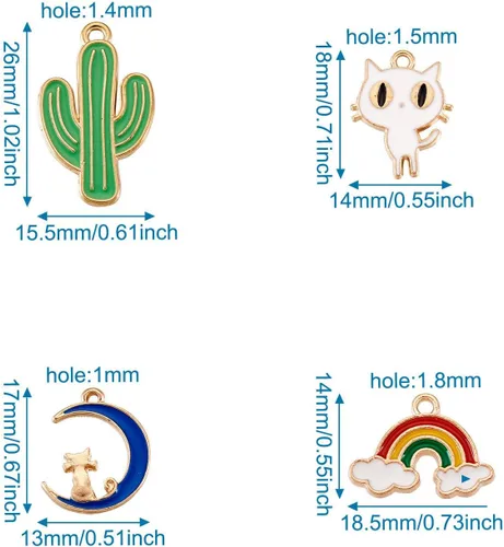 Miniatura 6 de Craftdady Encantos colgantes esmaltados con dijes de alimentos, animales, flores, encantos bonitos, dijes de frutas de metal colorido, ornamento